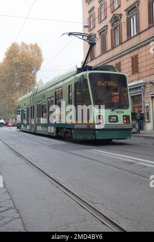 Tram driving in the city of Rome Stock Photo