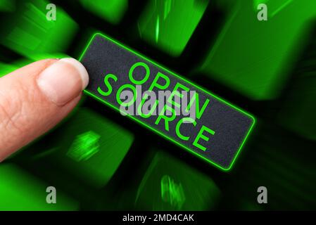 Text sign showing Open Source. Business overview denoting software which original source code freely available Stock Photo