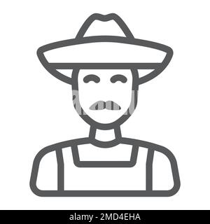 Farmer line icon, farming and agriculture, farm man sign vector graphics, a linear pattern on a white background, eps 10. Stock Vector