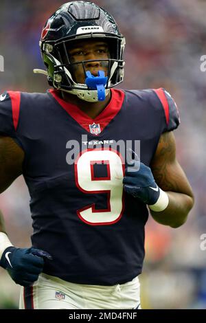 Houston Texans tight end Brevin Jordan (9) warms up before an NFL football  game against the Las Vegas Raiders, Sunday, Oct 23, 2022, in Las Vegas. (AP  Photo/Rick Scuteri Stock Photo - Alamy