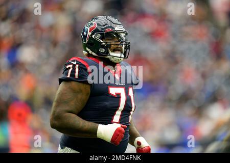 LAS VEGAS, NV - OCTOBER 23: Houston Texans lineman Tytus Howard drops back  to block during the NFL game featuring the Houston Texans against the Las  Vegas Raiders on October 23, 2022