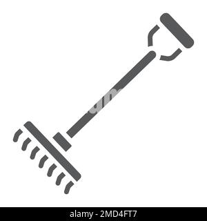 Rake glyph icon, farming and agriculture, garden tool sign vector graphics, a solid pattern on a white background, eps 10. Stock Vector