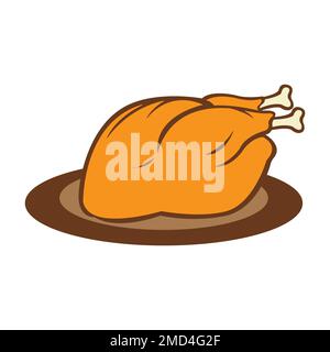 roast chicken icon logo vector design template Stock Photo - Alamy