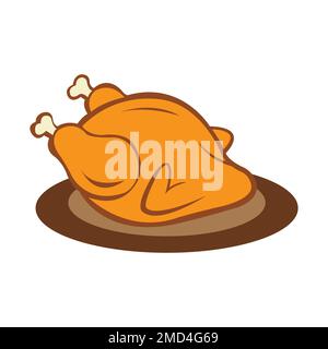 roast chicken icon logo vector design template Stock Photo - Alamy