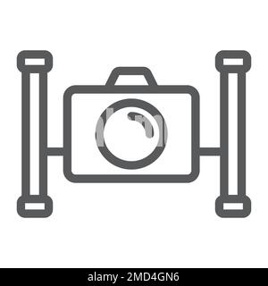 Underwater camera line icon, diving and underwater, snorkeling sign vector graphics, a linear pattern on a white background, eps 10. Stock Vector