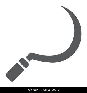 Sickle glyph icon, farming and agriculture, garden tool sign vector graphics, a solid pattern on a white background, eps 10. Stock Vector