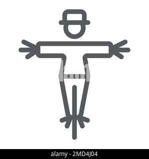 Scarecrow line icon, farming and agriculture, guard sign vector graphics, a linear pattern on a white background, eps 10. Stock Vector