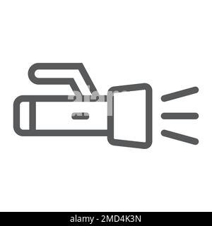 Underwater torch line icon, diving and underwater, flashlight sign vector graphics, a linear pattern on a white background, eps 10. Stock Vector