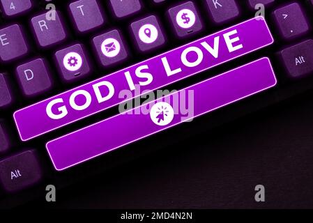 Hand writing sign God Is Love. Conceptual photo Believing in Jesus having faith religious thoughts Christianity Stock Photo