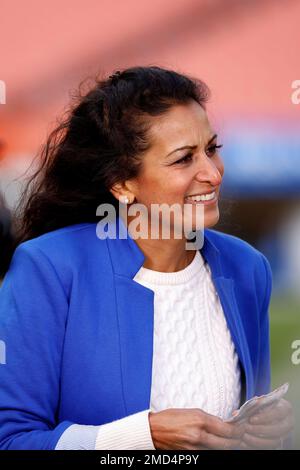 NFL Network reporter Aditi Kinkhabwala gives a report before an NFL  football game between the Buffalo Bills and the Pittsburgh Steelers in  Orchard Park, N.Y., Sunday, Sept. 12, 2021. (AP Photo/Adrian Kraus