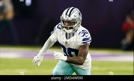 Dallas Cowboys cornerback Anthony Brown (30) celebrates returning a New  York Giants' Mike Glennon pass for