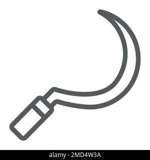 Sickle line icon, farming and agriculture, garden tool sign vector graphics, a linear pattern on a white background, eps 10. Stock Vector
