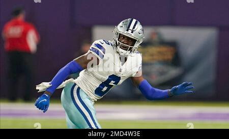 Dallas Cowboys cornerback Trevon Diggs (7) looks into the backfield during  an NFL divisional round playoff football game against the San Francisco  49ers, Sunday, Jan. 22, 2023, in Santa Clara, Calif. (AP