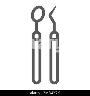 Dentist Tools line icon, stomatology and dental, care sign vector graphics, a linear pattern on a white background, eps 10. Stock Vector