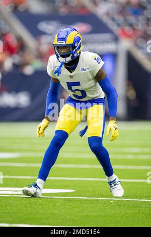 Los Angeles Rams cornerback Jalen Ramsey (5) during an NFL football game  against the Arizona Cardinals, Sunday, Oct. 3, 2021, in Inglewood, Calif.  The Stock Photo - Alamy