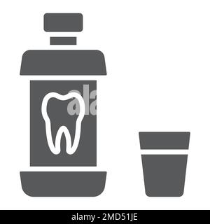 Mouthwash bottle glyph icon, stomatology and dental, care sign vector graphics, a solid pattern on a white background, eps 10. Stock Vector