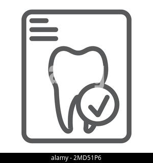 Dental tooth report line icon, stomatology and dental, document sign vector graphics, a linear pattern on a white background, eps 10. Stock Vector