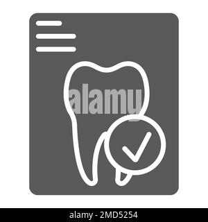 Dental tooth report glyph icon, stomatology and dental, document sign vector graphics, a solid pattern on a white background, eps 10. Stock Vector