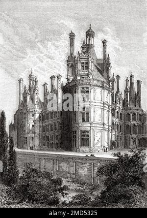 Chateau de Chambord, Loire Valley, France. The Arts of the Middle Ages and at the Period of the Renaissance by Paul Lacroix, 1874 Stock Photo