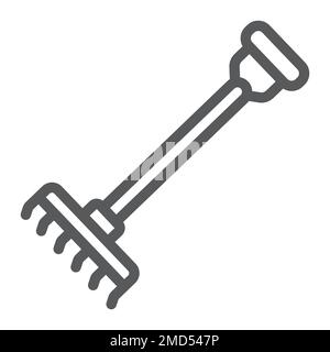 Rake line icon, farming and agriculture, garden tool sign vector graphics, a linear pattern on a white background, eps 10. Stock Vector