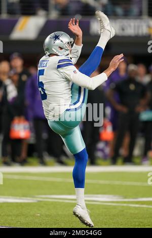 Dallas Cowboys punter Bryan Anger (5) watches his punt during an NFL ...