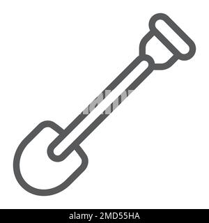 Shovel line icon, farming and agriculture, garden tool sign vector graphics, a linear pattern on a white background, eps 10. Stock Vector