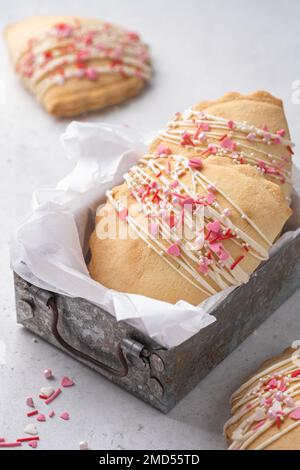Homemade pastries with cottage cheese. Traditional Russian pastry Sochnik. Stock Photo