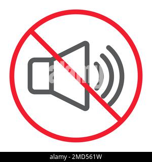 No sound line icon, prohibition and forbidden, no noise sign vector graphics, a linear pattern on a white background, eps 10. Stock Vector