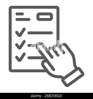 Study program line icon, e learning and education, finger on list sign vector graphics, a linear pattern on a white background, eps 10. Stock Vector