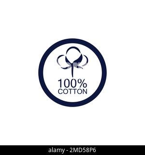 100% cotton icon.Natural organic cotton, pure cotton vector labels.logo vector illustration Stock Vector
