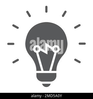 Light Bulb glyph icon, e learning and education, smart idea sign vector graphics, a solid pattern on a white background, eps 10 Stock Vector