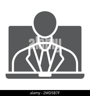 Webinar glyph icon, e learning and education, business training sign vector graphics, a solid pattern on a white background, eps 10. Stock Vector