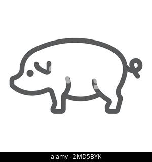 Pig line icon, farming and agriculture, pork meat vector graphics, a linear pattern on a white background, eps 10. Stock Vector