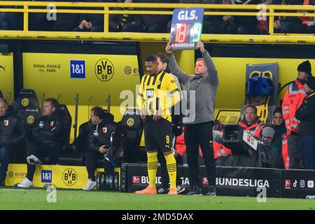 Sebastien HALLER (DO) comes on, substitute, soccer 1st Bundesliga, 16th matchday, Borussia Dortmund (DO) - FC Augsburg (A) 4: 3, on January 22nd, 2023 in Dortmund/ Germany. Stock Photo