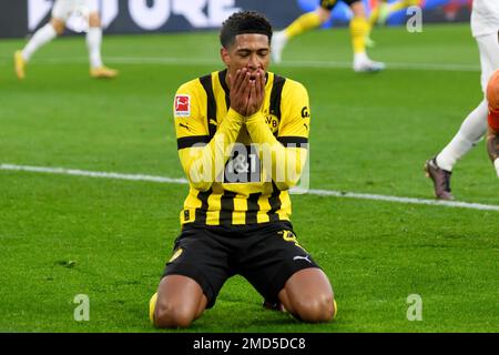 Jude BELLINGHAM (DO) is frustrated, frustrated, frustrated, Soccer 1st Bundesliga, 16th matchday, Borussia Dortmund (DO) - FC Augsburg (A) 4: 3, on January 22nd, 2023 in Dortmund/Germany. Stock Photo
