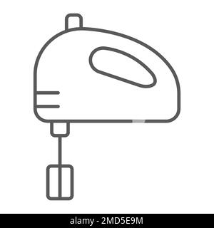 Hand mixer thin line icon, kitchen and cooking, blender sign vector graphics, a linear pattern on a white background, eps 10. Stock Vector