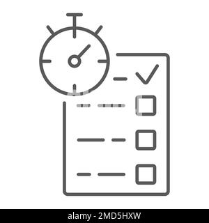 Quiz thin line icon, e learning and education, survey sign vector graphics, a linear pattern on a white background, eps 10. Stock Vector