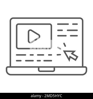 Tutorials thin line icon, e learning and education, video lessons sign vector graphics, a linear pattern on a white background, eps 10. Stock Vector