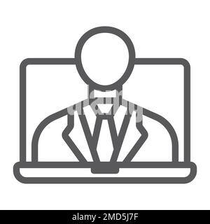 Webinar line icon, e learning and education, business training sign vector graphics, a linear pattern on a white background, eps 10. Stock Vector