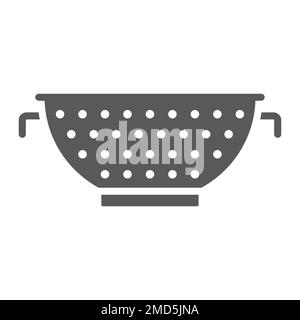 Colander glyph icon, kitchen and cooking, strainer sign vector graphics, a solid pattern on a white background, eps 10. Stock Vector