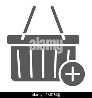 Add to cart glyph icon, e commerce and marketing, retail box sign vector graphics, a solid pattern on a white background, eps 10. Stock Vector