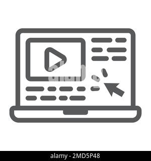 Tutorials line icon, e learning and education, video lessons sign vector graphics, a linear pattern on a white background, eps 10. Stock Vector