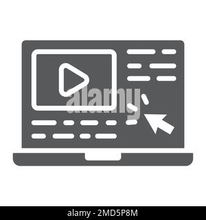 Tutorials glyph icon, e learning and education, video lessons sign vector graphics, a solid pattern on a white background, eps 10. Stock Vector