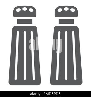 Salt and pepper shaker glyph icon, kitchen and cooking, spice sign vector graphics, a solid pattern on a white background, eps 10. Stock Vector