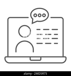 Online Consulting thin icon, e learning and education, support sign vector graphics, a linear pattern on a white background, eps 10. Stock Vector