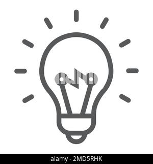 Light Bulb line icon, e learning and education, smart idea sign vector graphics, a linear pattern on a white background, eps 10. Stock Vector