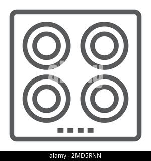 Electric hot plate line icon, kitchen and cooking surface, household sign vector graphics, a linear pattern on a white background, eps 10. Stock Vector