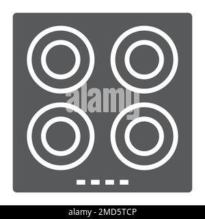 Electric hot plate glyph icon, kitchen and cooking surface, household sign vector graphics, a solid pattern on a white background, eps 10. Stock Vector