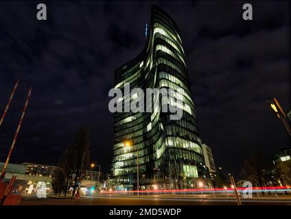 Vienna, Austria, Dec. 2019: A view of OMV HQ building which Austrian oil and gas company Stock Photo