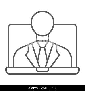 Webinar thin line icon, e learning and education, business training sign vector graphics, a linear pattern on a white background, eps 10. Stock Vector